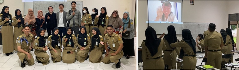 <左:インドネシアの農業系公立学校の学生とPERSOL Global Workforceの担当者 / 右:日本語授業の様子>